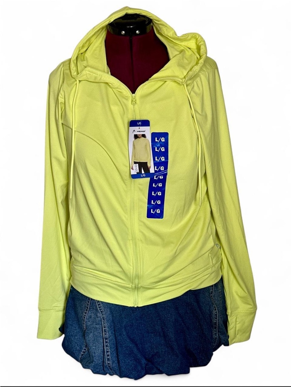HEAD Bright Yellow Zip-Up Hoodie Sweatshirt NWT Size Large